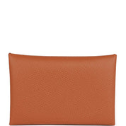 Hermès Calvi Card Holder Gold Epsom Palladium Hardware