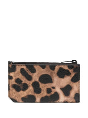 YSL Fragments Zipped Card Case in Leopard Print