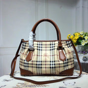 3 colors Checkered cowhide leather travel bag