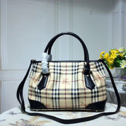 3 colors Checkered cowhide leather travel bag