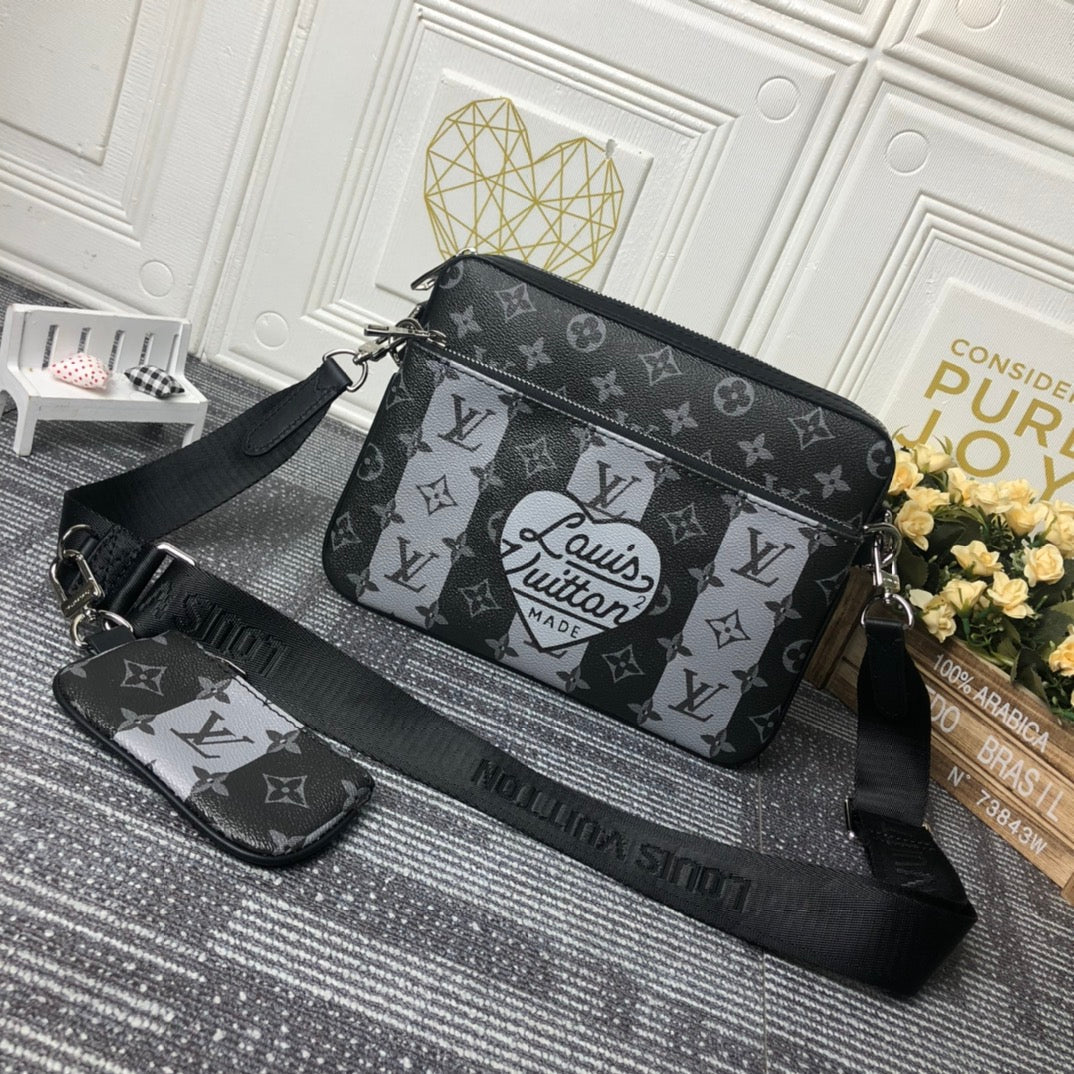 2 Color Patchwork tone three pieces crossbody bag