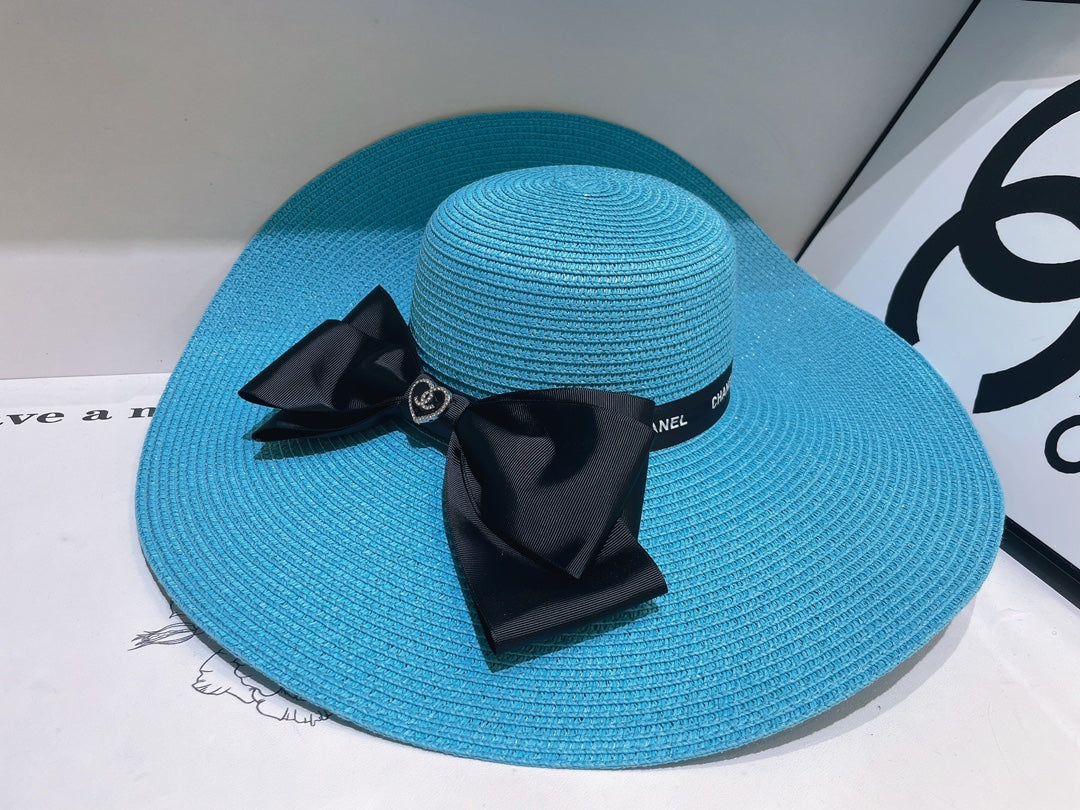 13 color bow knot big brim hat