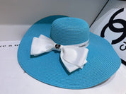 13 colors white bow big brim hat