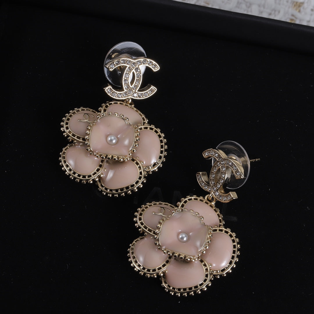 Fashion CC Flower Rhinestone Earrings