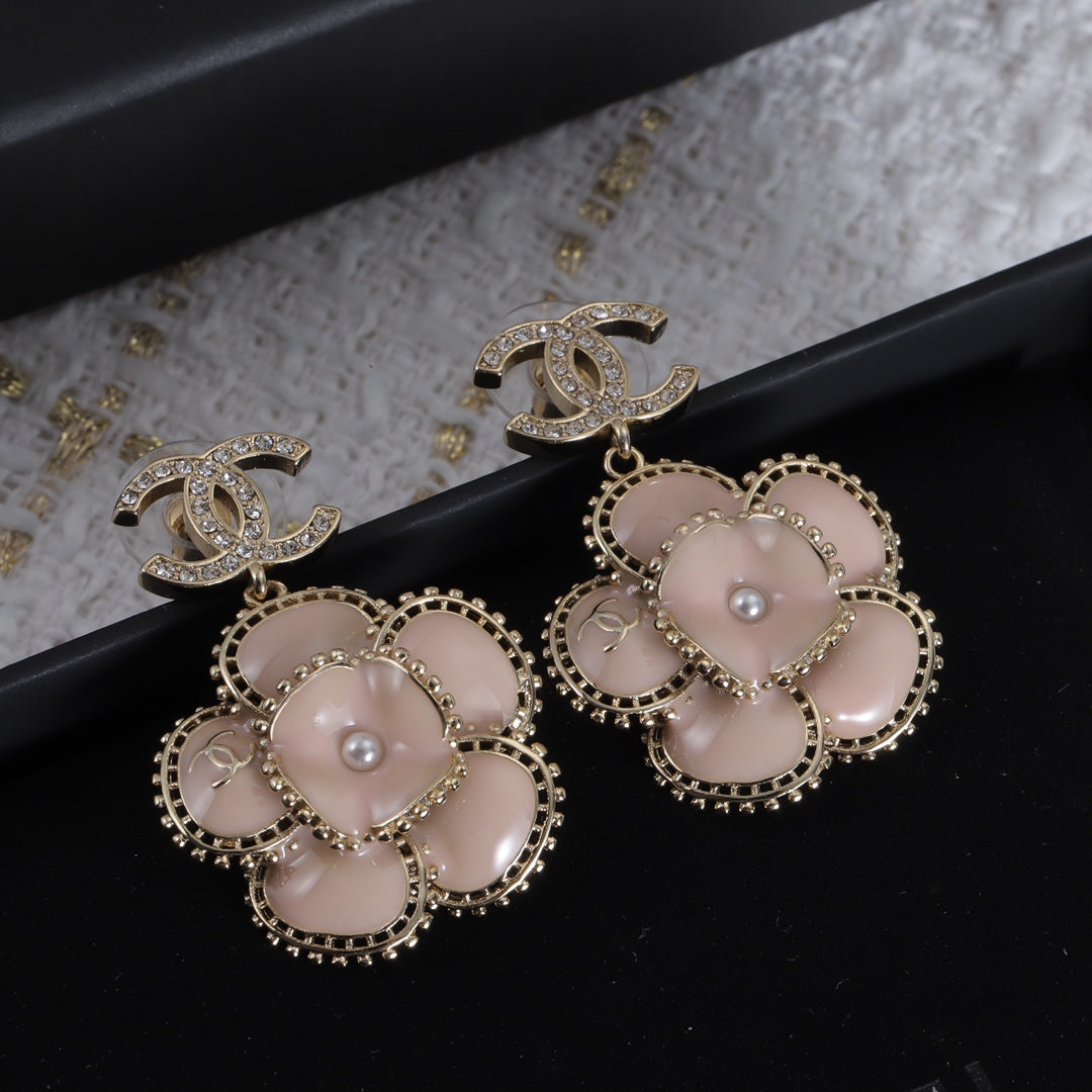 Fashion CC Flower Rhinestone Earrings