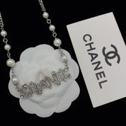 Fashion CC rhinestone pearl necklace