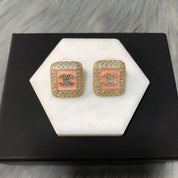 Fashion CC Square Rhinestone Earrings