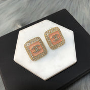 Fashion CC Square Rhinestone Earrings