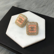 Fashion CC Square Rhinestone Earrings