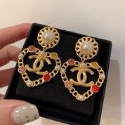 Fashion CC Love Rhinestone Pearl Earrings