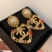 Fashion CC Love Rhinestone Pearl Earrings