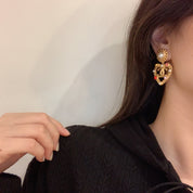 Fashion CC Love Rhinestone Pearl Earrings