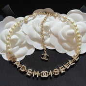 Fashion CC Pearl Rhinestone Letter Necklace