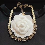 Fashion CC Pearl Rhinestone Letter Necklace