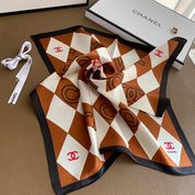 Classic CC letter diamond pattern silk scarf