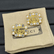 Fashion GG rhinestone square earrings