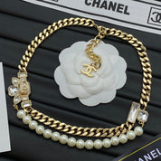 Fashion CC rhinestone pearl necklace