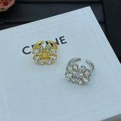 Fashion CE letter rhinestone ring