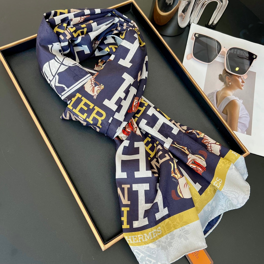 Fashion HM double-sided printed silk scarf