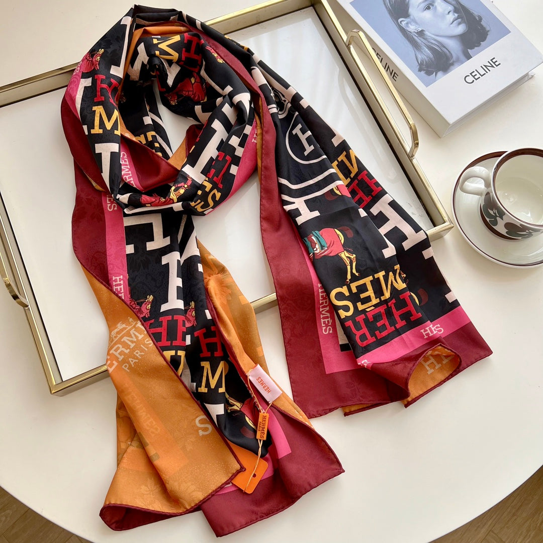 Fashion HM double-sided printed silk scarf