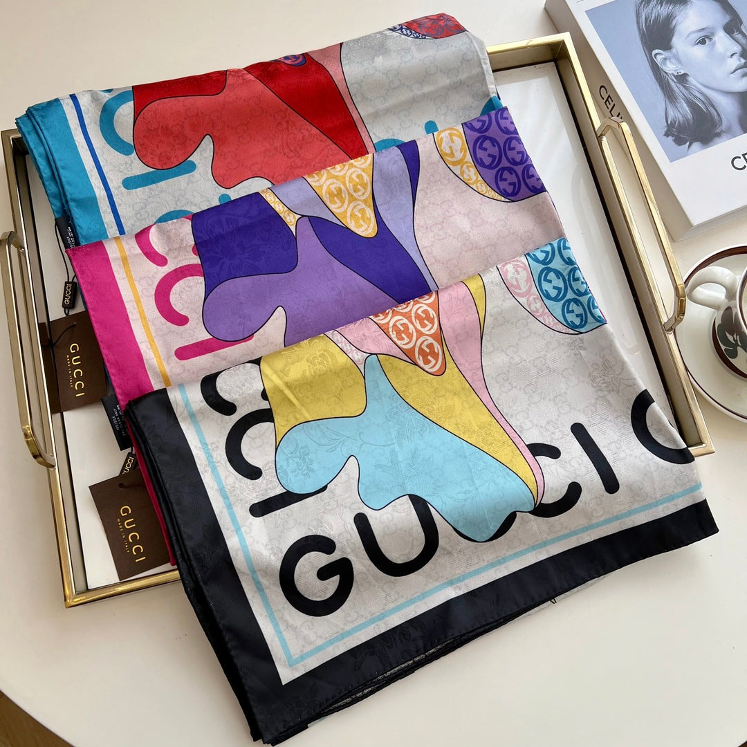 Fashion GG double-sided printed silk scarf