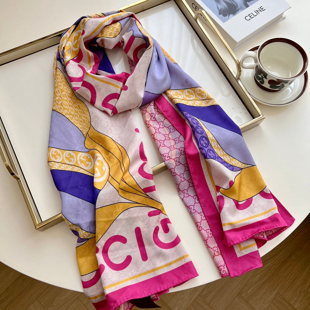 Fashion GG double-sided printed silk scarf