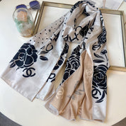 Fashion CC letter stripe printed silk scarf