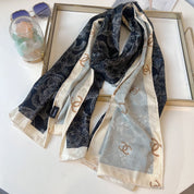 Fashion CC letter stripe printed silk scarf