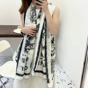 Fashion CC letter stripe printed silk scarf