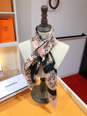 Fashion CC letter stripe printed silk scarf