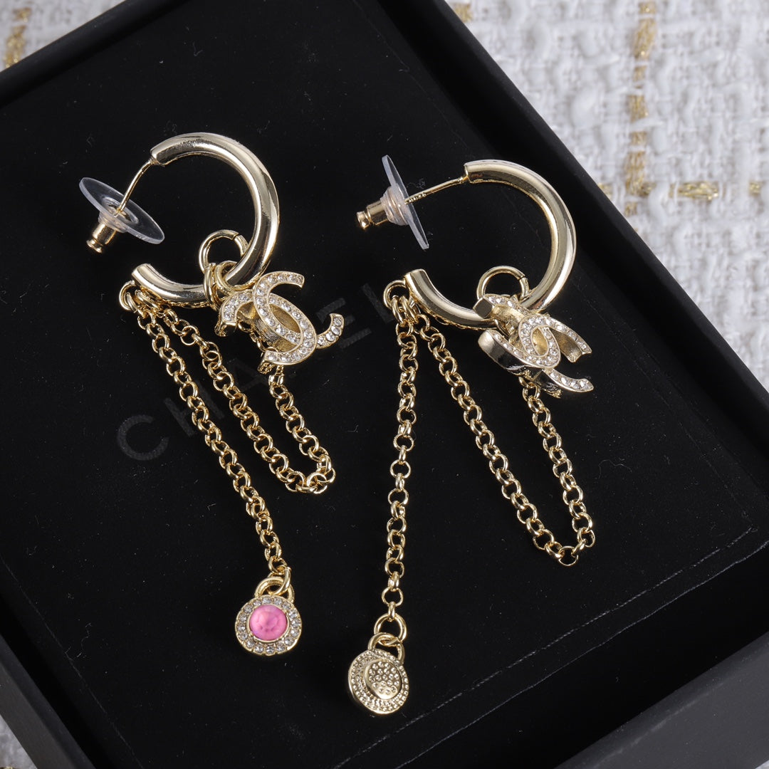 Fashion CC Rhinestone Dangle Earrings