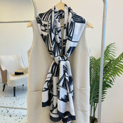 Fashion CC letter stripe printed silk scarf