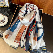 Fashion CC letter stripe printed silk scarf