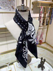 Fashion CC letter stripe printed silk scarf