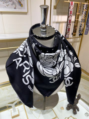 Fashion CC letter stripe printed silk scarf