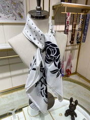 Fashion CC letter stripe printed silk scarf