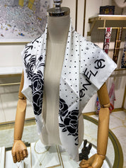 Fashion CC letter stripe printed silk scarf