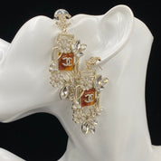 Fashion CC Pearl Rhinestone Pendant Earrings