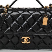 Patent Quilted Small Top Handle Flap Black