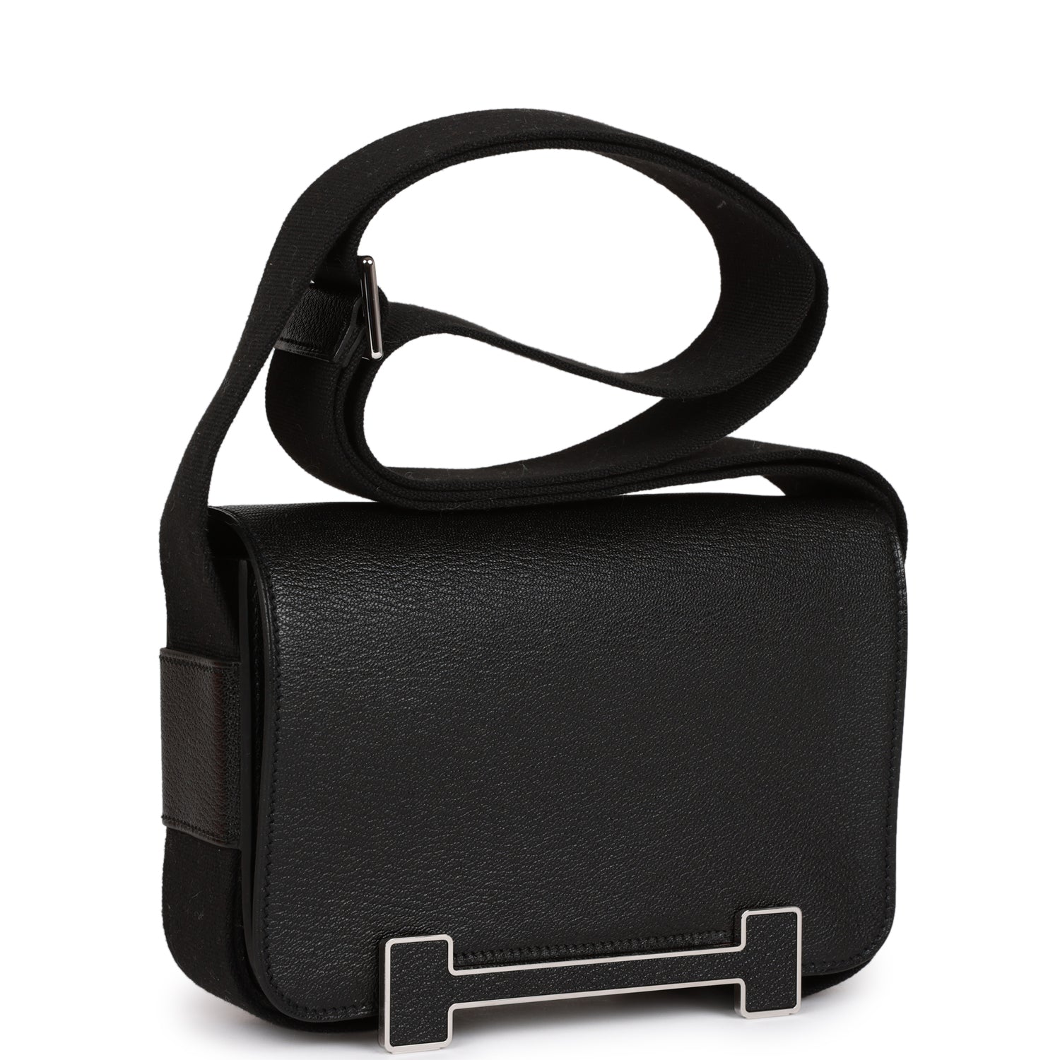 Hermès Geta Black Chevre Palladium Hardware