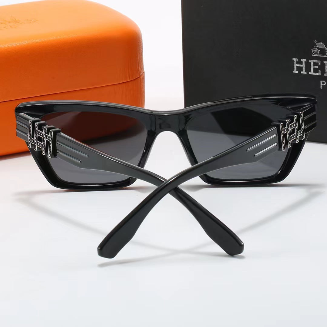 4-color fashionable HE letter temple polarized sunglasses