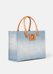 VERSACE ALLOVER LARGE DENIM TOTE BAG