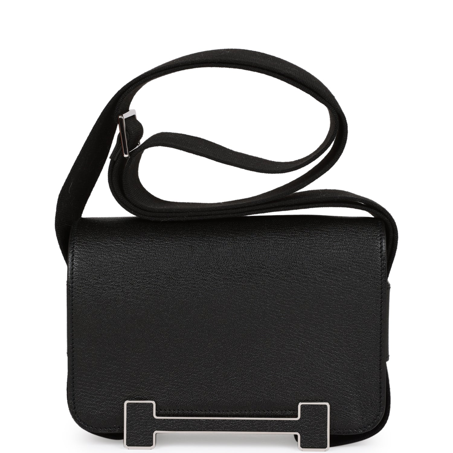 Hermès Geta Black Chevre Palladium Hardware