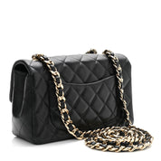 Lambskin Quilted Mini Coco Charms Rectangular Flap Black