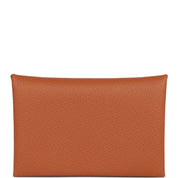 Hermès Calvi Card Holder Gold Epsom Palladium Hardware