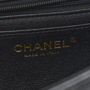 CHANEL Lambskin Quilted Mini Top Handle Rectangular Flap in Black