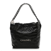 Shiny Calfskin Quilted Small Chanel 22 Black