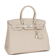 Hermès Birkin 35 Craie Togo Palladium Hardware