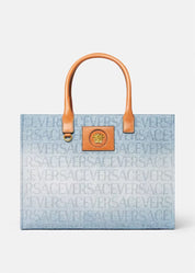 VERSACE ALLOVER LARGE DENIM TOTE BAG