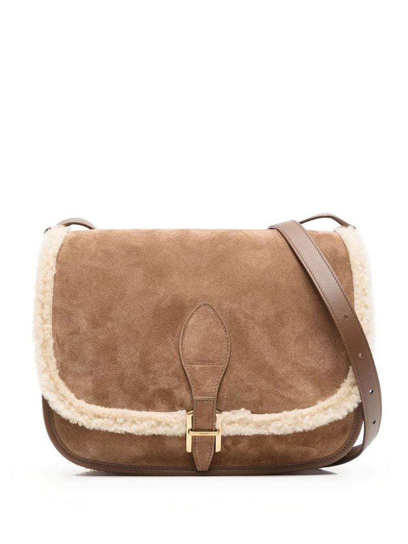 YSL Medium Francoise Satchel in Suede and Shearling